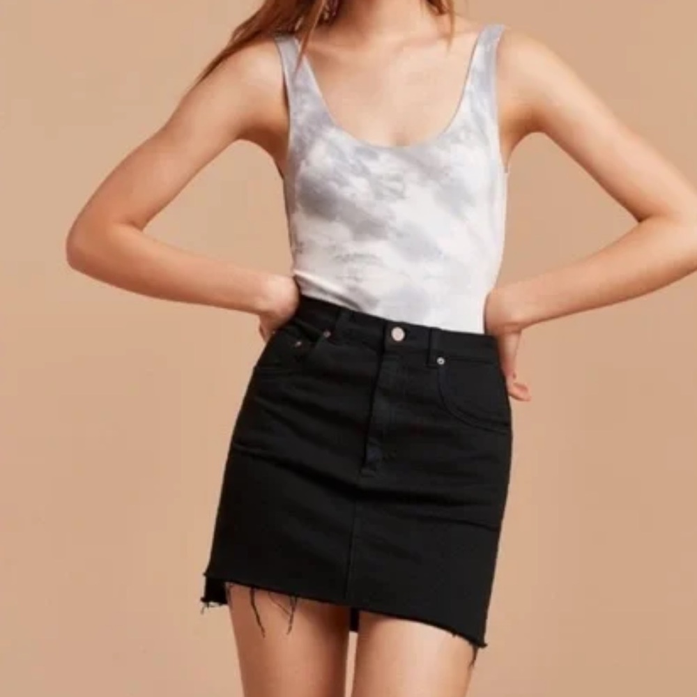 Black Denim Wilfred Free CUT OFF Skirt, Size Small